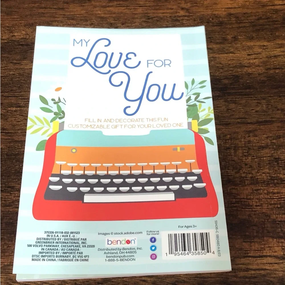 Bendon My Love for You A writing prompt book for you by me